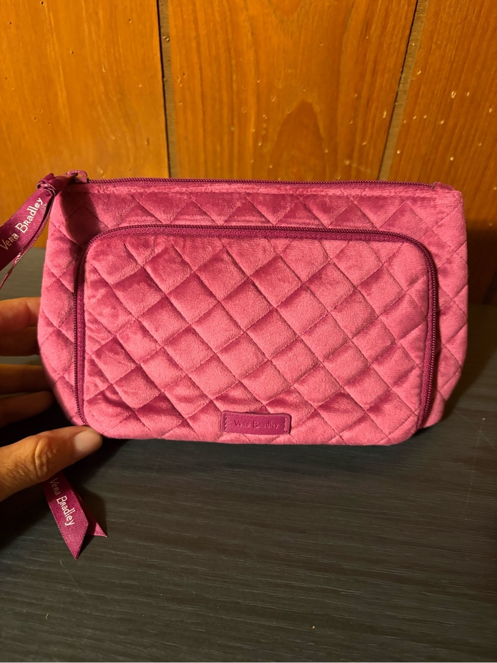 Vera Bradley Magenta Quilted Cosmetic Case